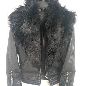 Black Faux Fur Leather Moho Jacket Blank NYC